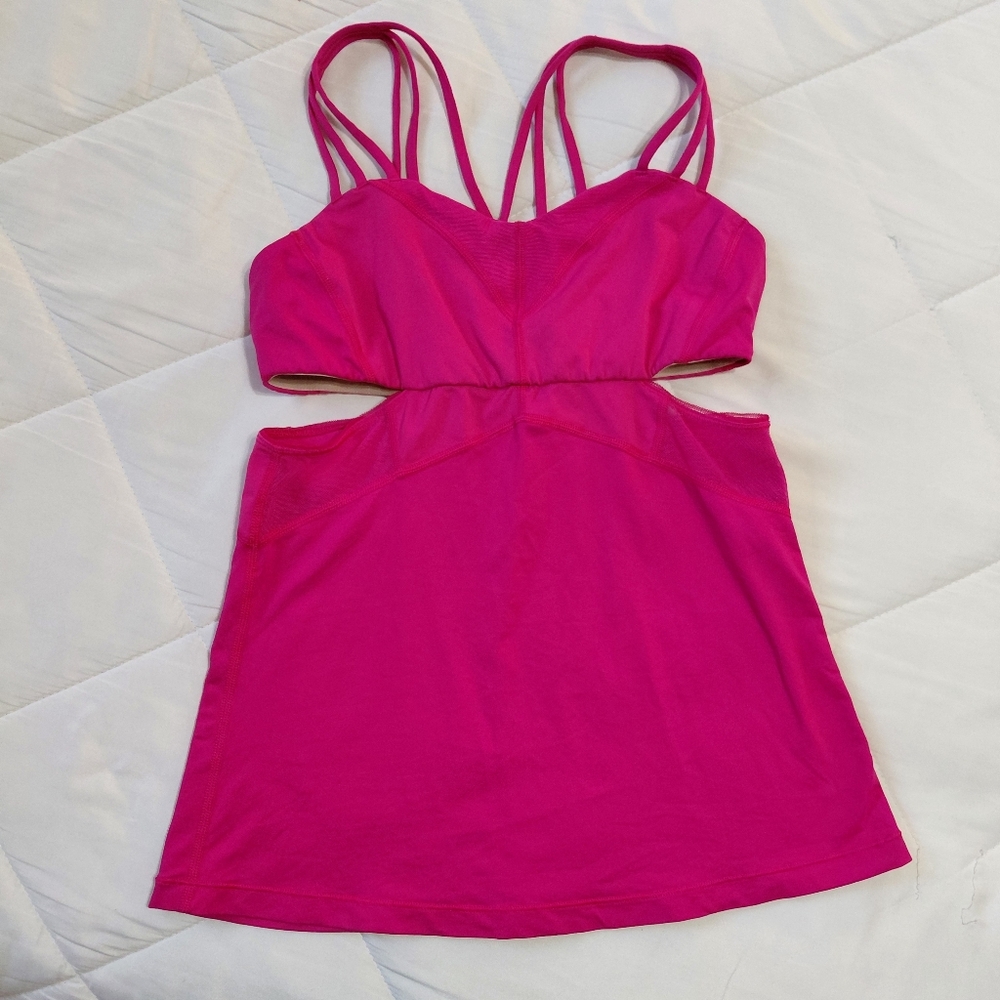 Lululemon Pink Strappy Cut Out Tank Size 6